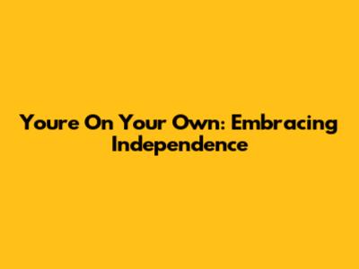 You're On Your Own: Embracing Independence