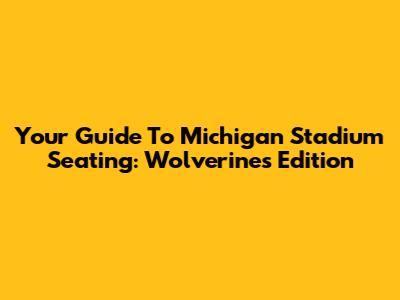 Your Guide To Michigan Stadium Seating: Wolverines Edition