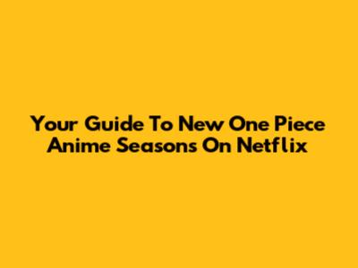 Your Guide To New One Piece Anime Seasons On Netflix