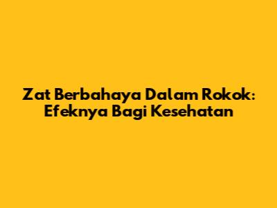 Zat Berbahaya Dalam Rokok: Efeknya Bagi Kesehatan